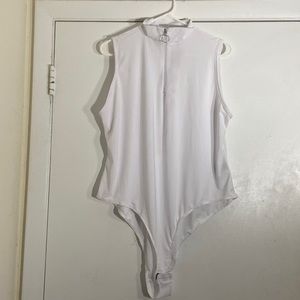 2 For $12 Rouge White mock turtleneck stretch bodysuit. Size 3X